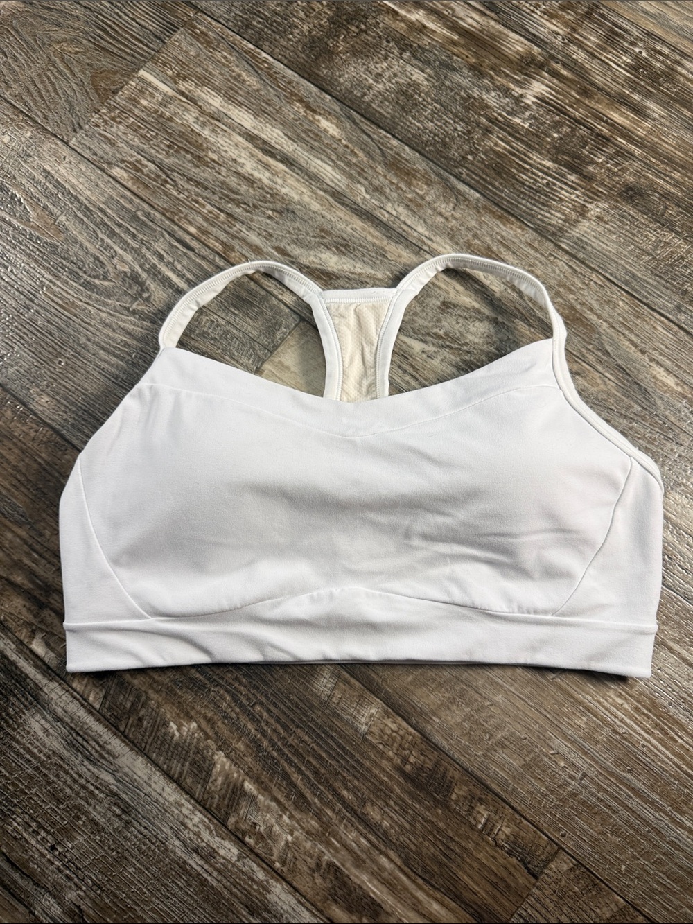 Athleta White Racerback Sports Bra with Removable Cups